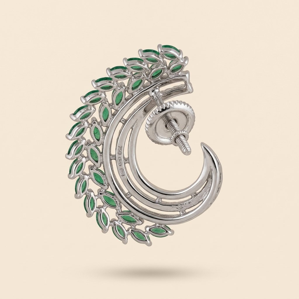 Emerald Marquise Crescent Earrings - Image 4