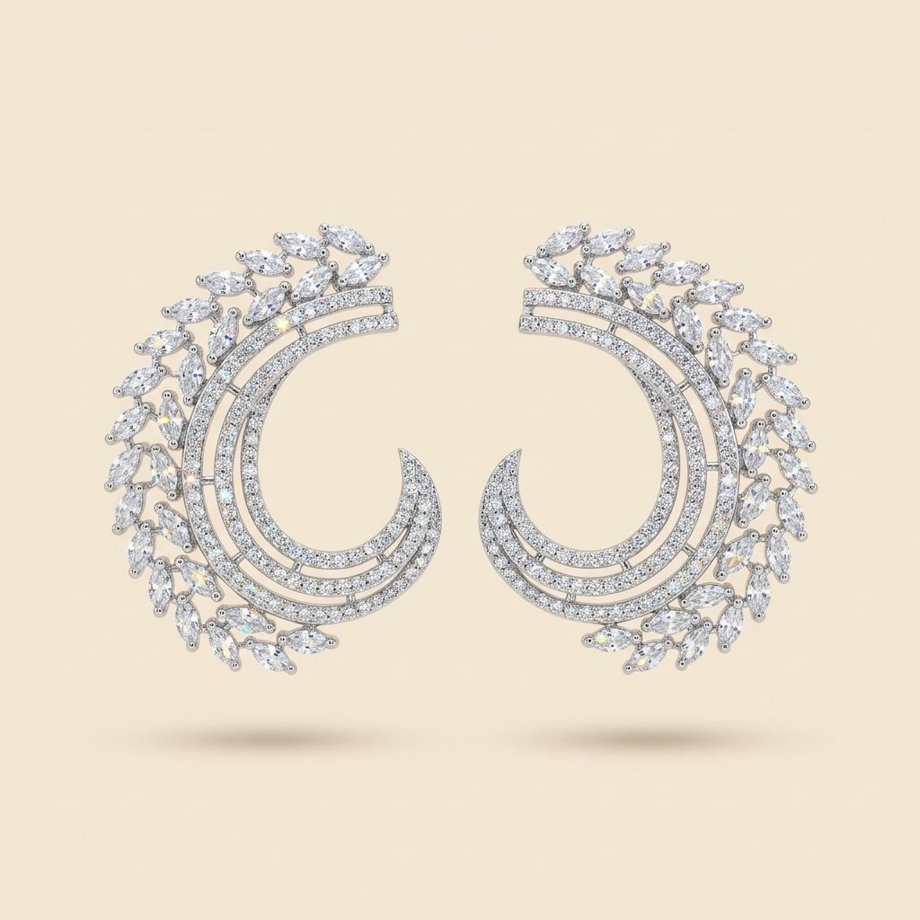 Emerald Marquise Crescent Earrings