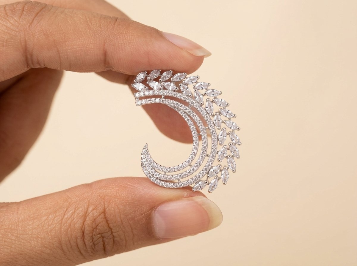 Emerald Marquise Crescent Earrings - Image 3