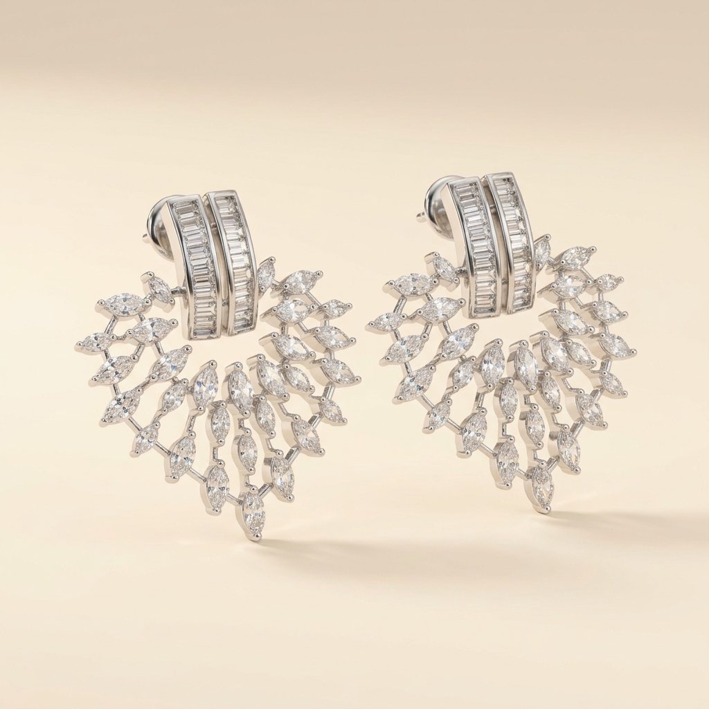 Marquise Fan Statement Earrings - Image 2