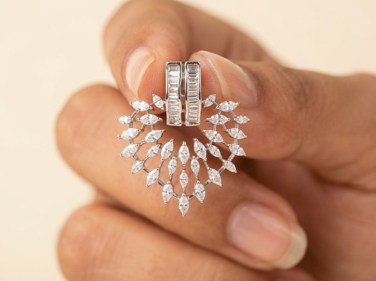 Marquise Fan Statement Earrings - Image 3
