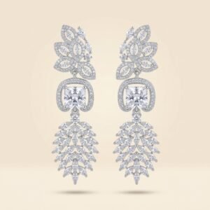 Emerald Drop Earrings with Leaf Cluster