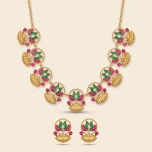 Jadau Kundan Necklace with Traditional Lotus Motifs