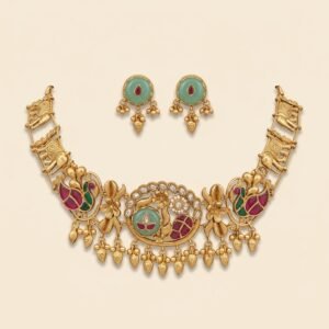 Jadau Kundan Choker with Elephant and Swan Motifs