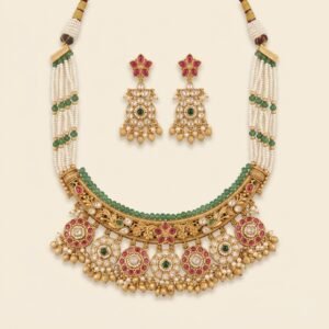 Heritage Kundan Bridal Necklace in Pink and White