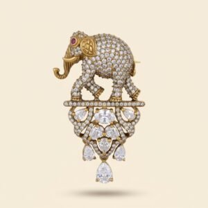 Faux Diamond Elephant Brooch